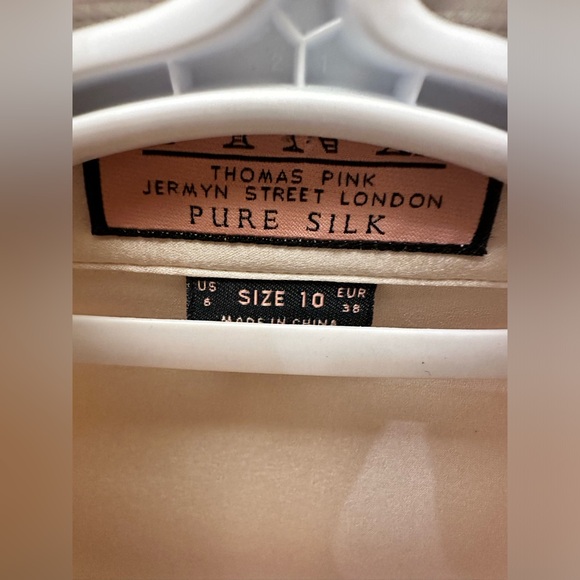Thomas Pink Jermyn Street US 6 Beige Silk Ruched Blouse - Picture 3 of 10